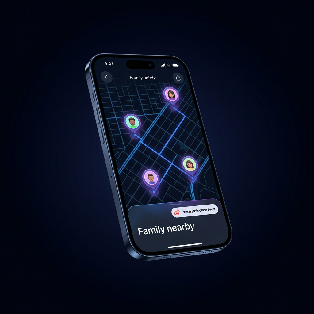 Lookzon app on a smartphone showing live family locations on a map